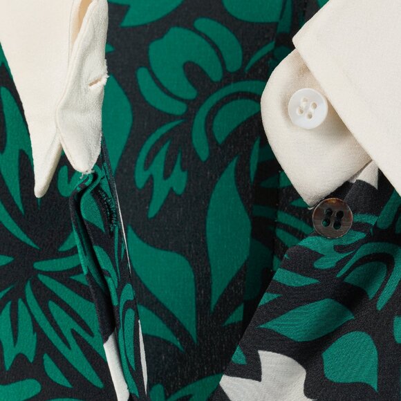 Dorothee Schumacher Green Botanical Print Silk Button Up Collar & Cuff Blouse - Picture 4 of 10